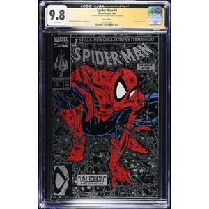 Spider-Man 1 RED Web 1990 CGC JSA 9.8 Signed Silver Todd Mcfarlane 501001